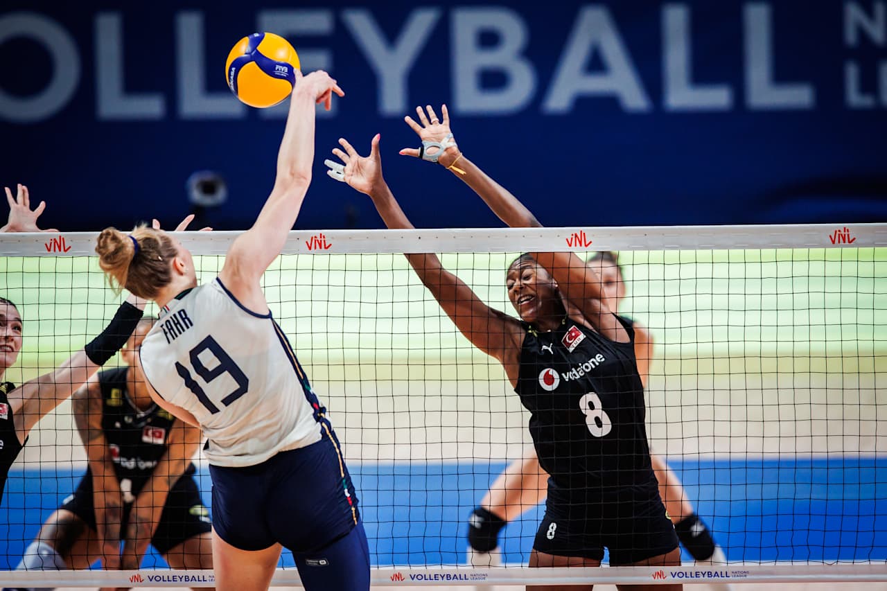 Italian women`s volleyball team in action