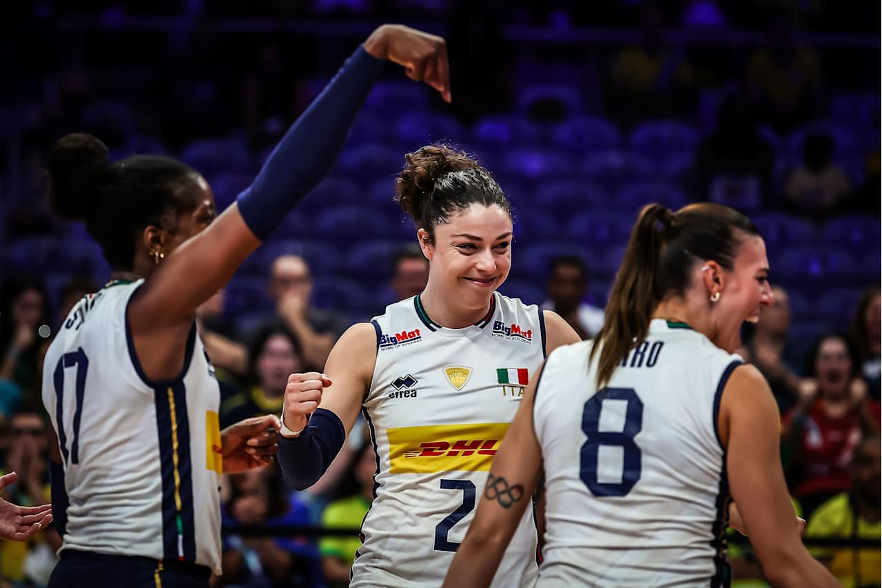 Volleyball match action