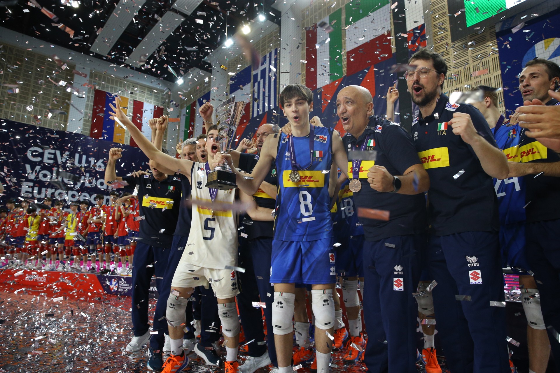 Team Italy celebrates their #EuroVolleyU16M triumph in Yerevan, Armenia