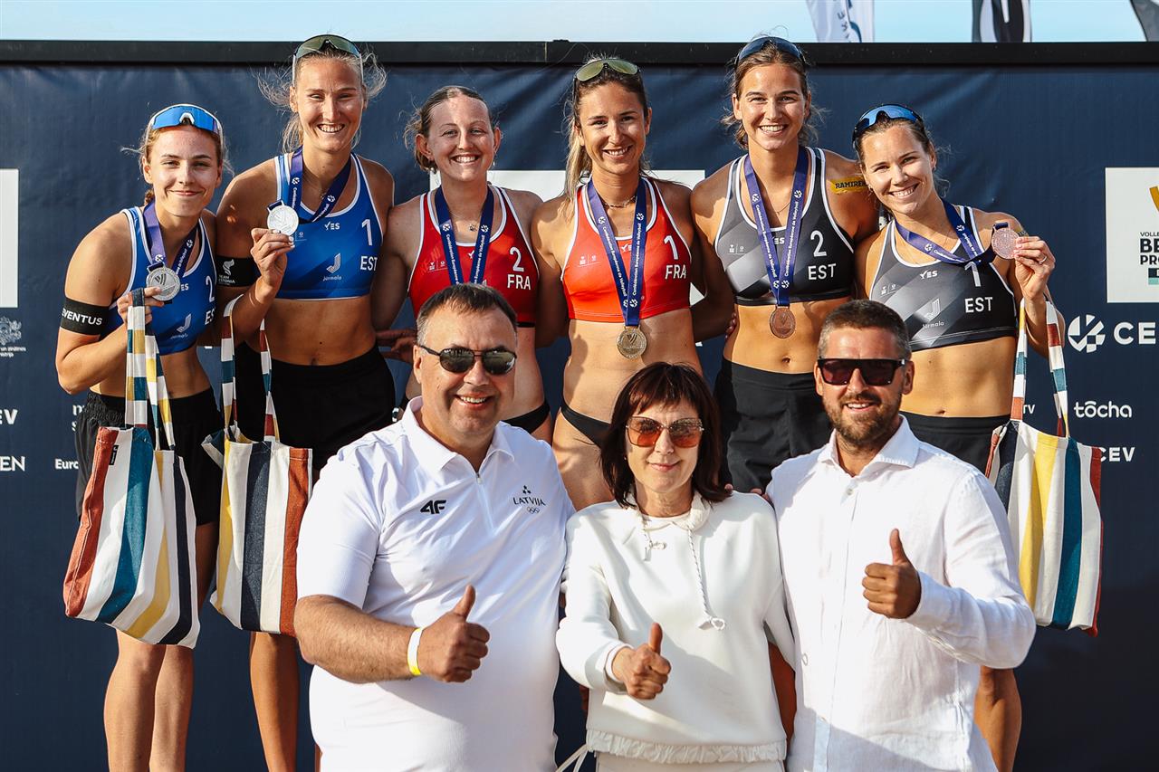 Women`s beach volleyball podium in Jurmala