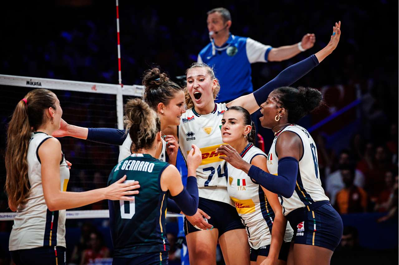 Italian women`s volleyball team in action
