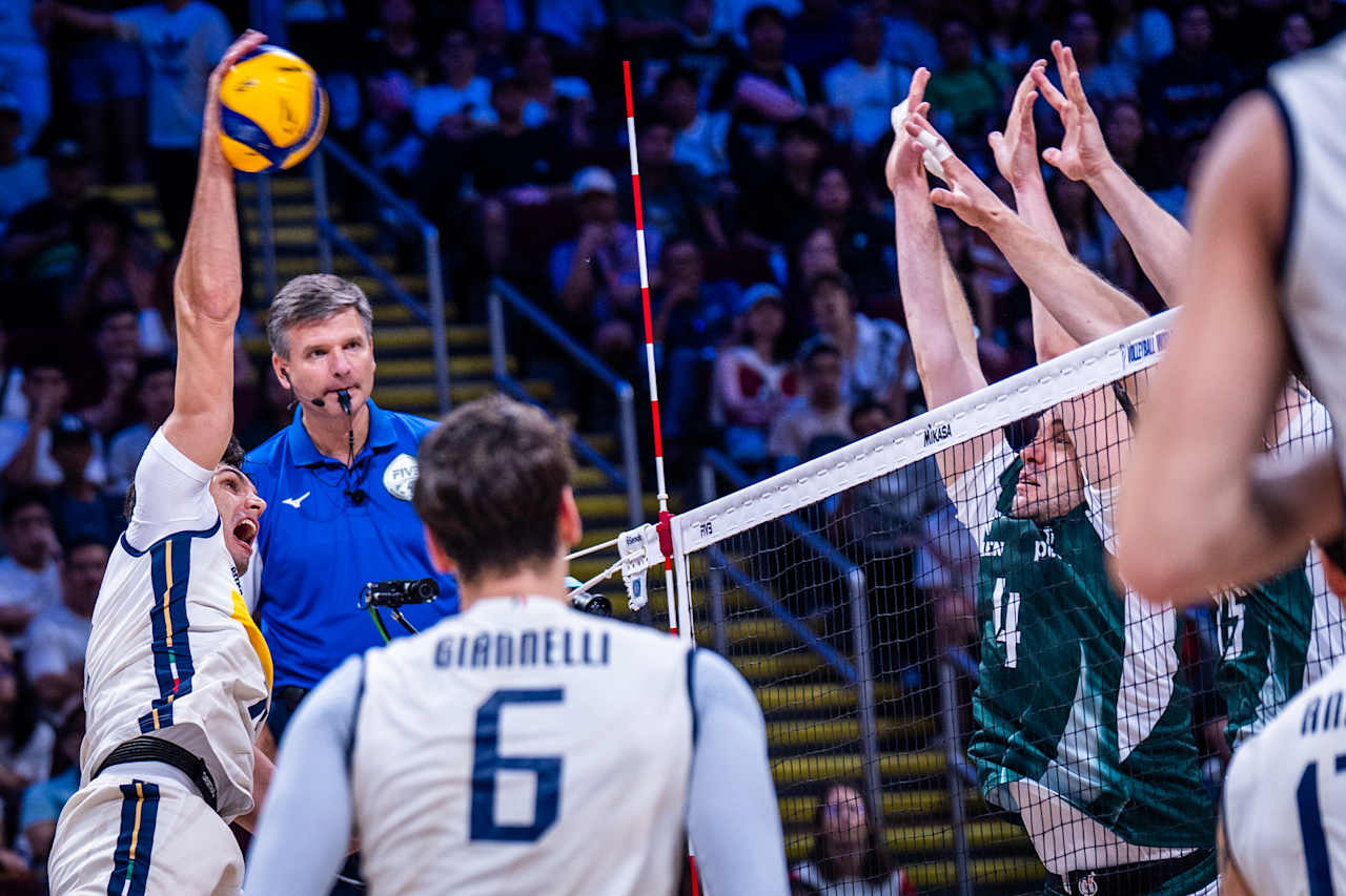 Italian volleyball team in action during a match