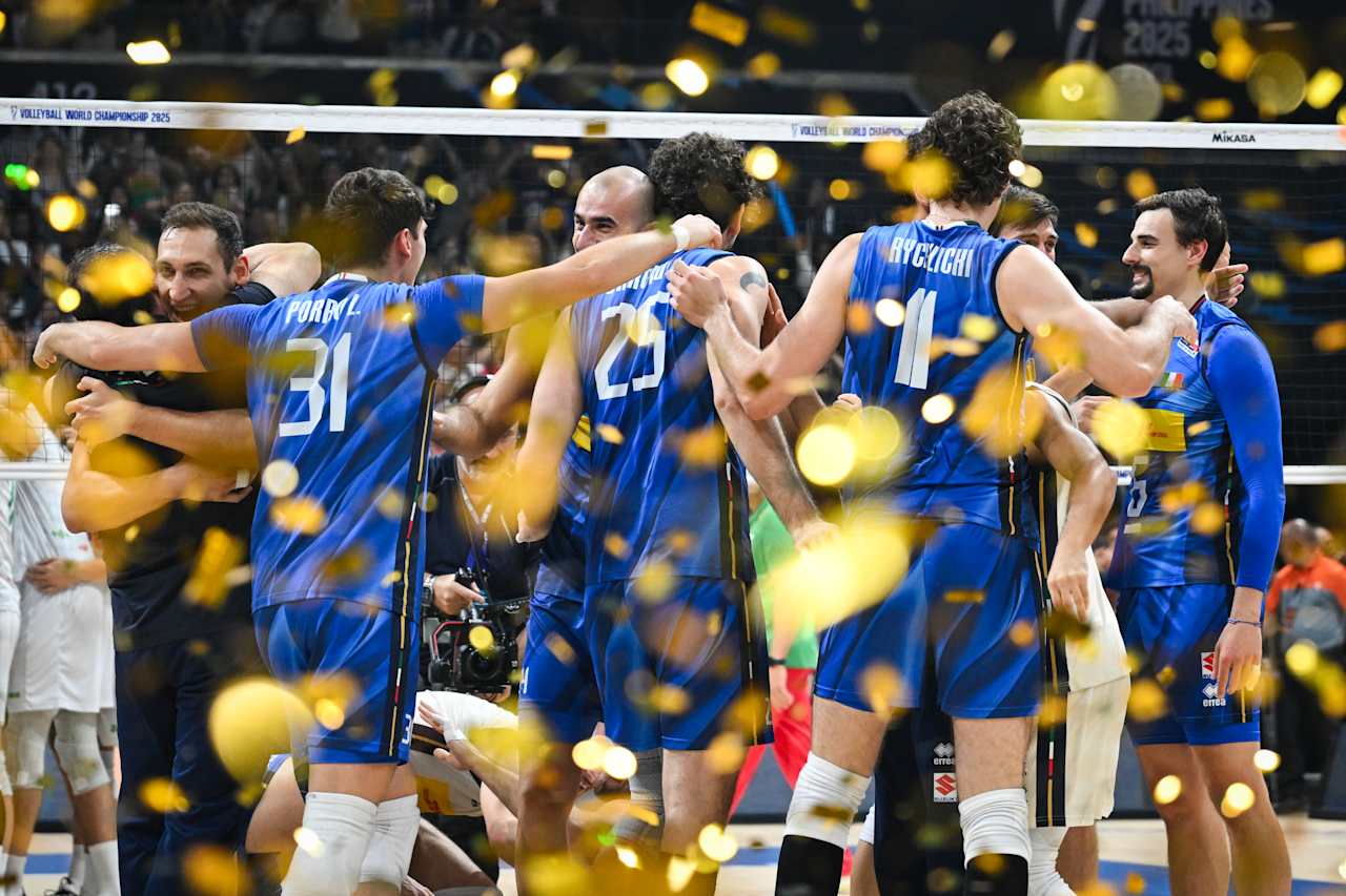Italian volleyball team celebrating their World Championship victory