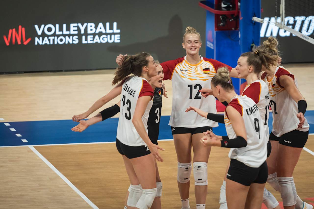 Volleyball players during a match