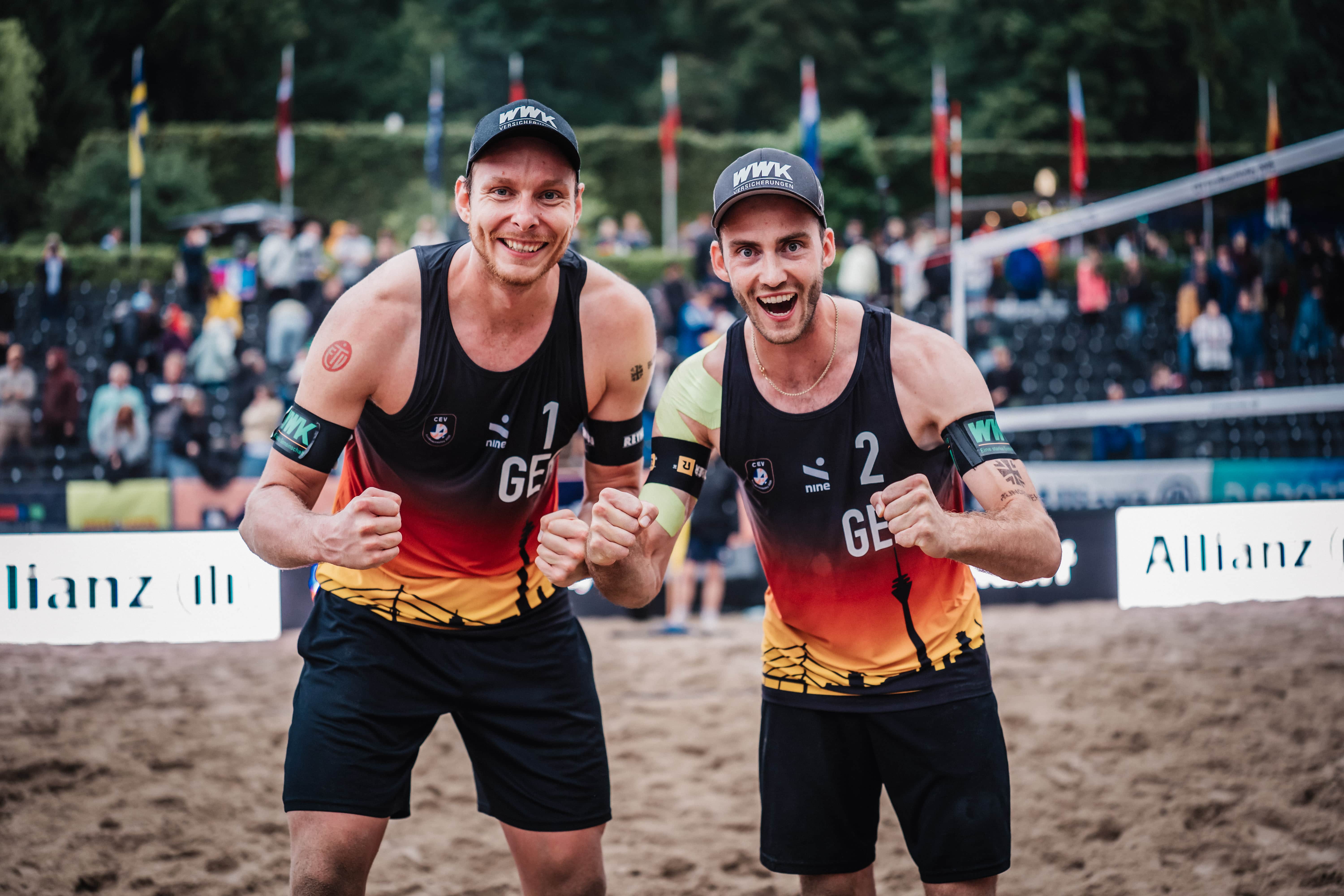 Ehlers and Wickler defending at EuroBeachVolley