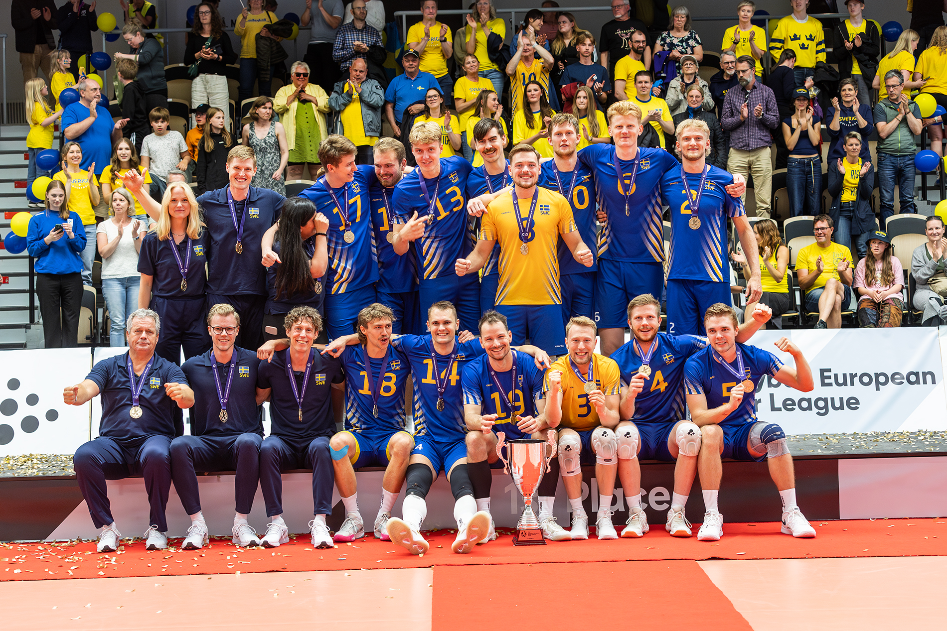 Sweden Men`s Volleyball Team Celebrating