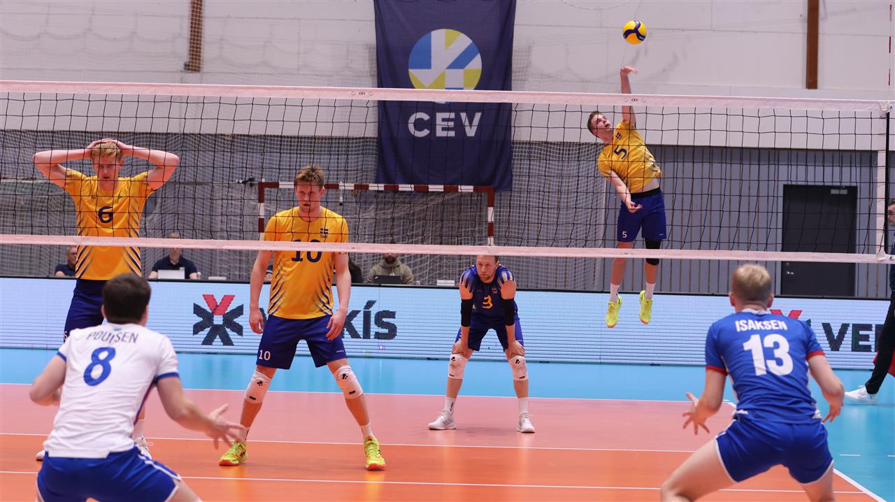 Swedish volleyball team celebrating