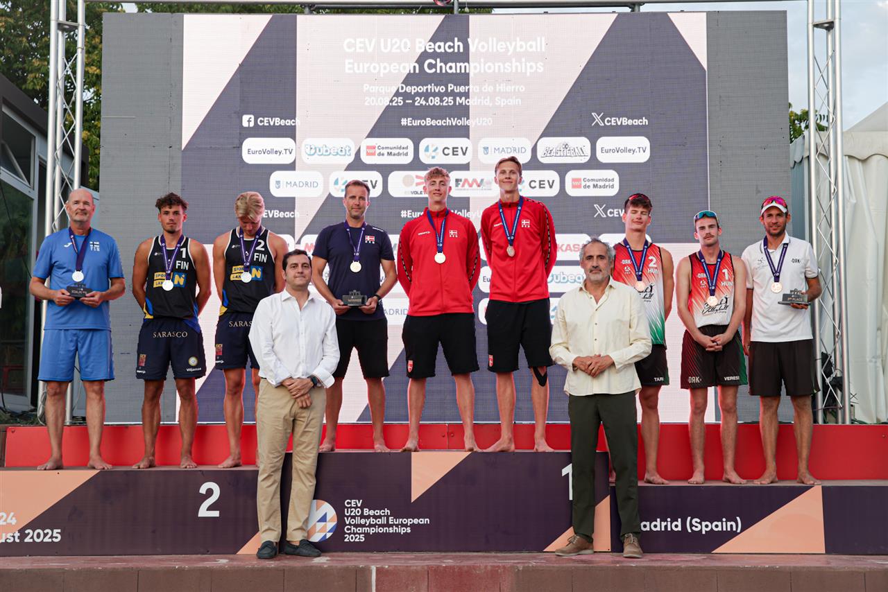 Men`s U20 European Beach Volleyball Podium in Madrid
