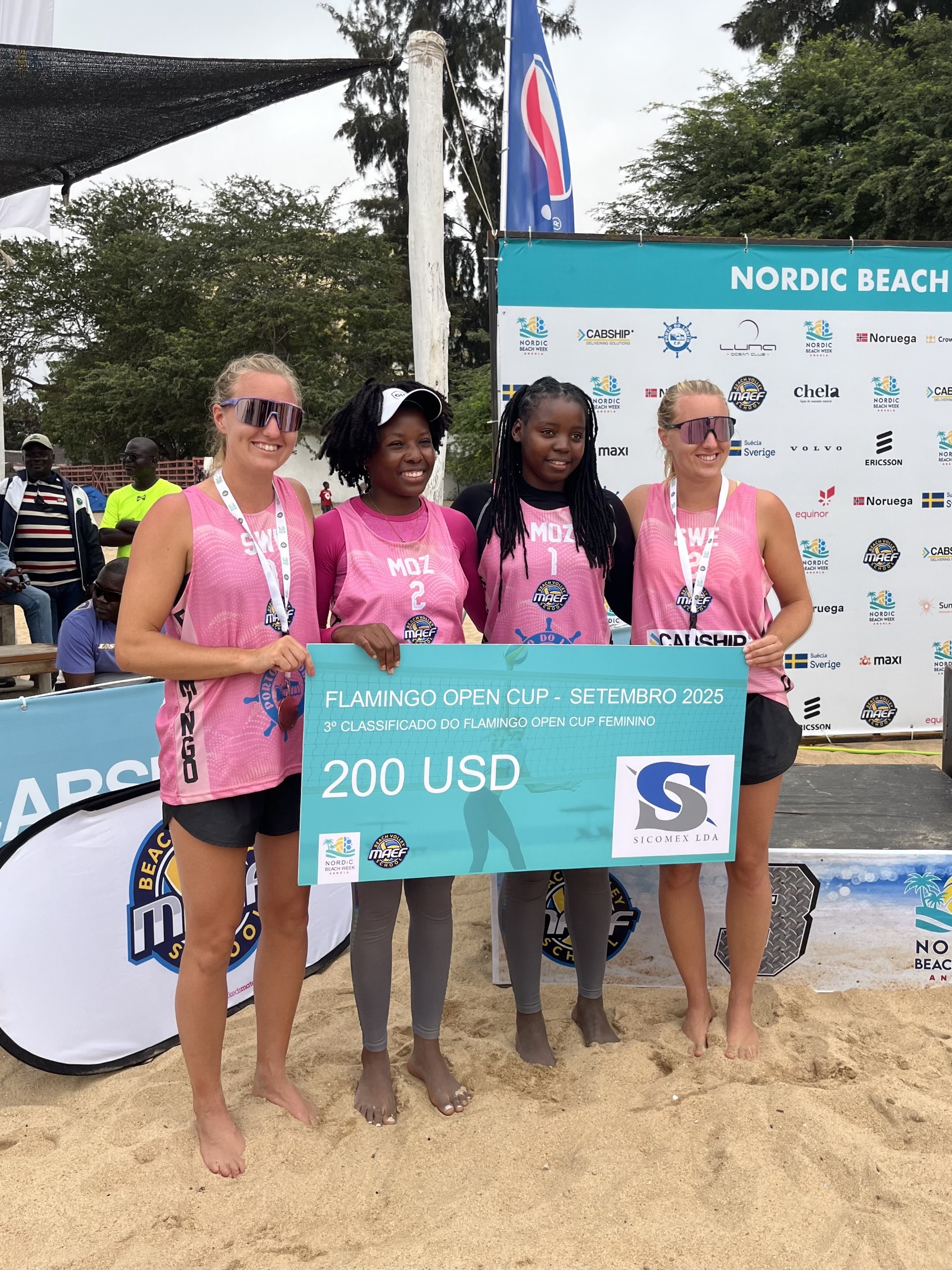 Swedish and local players enjoying Nordic Beach Week in Lobito, Angola