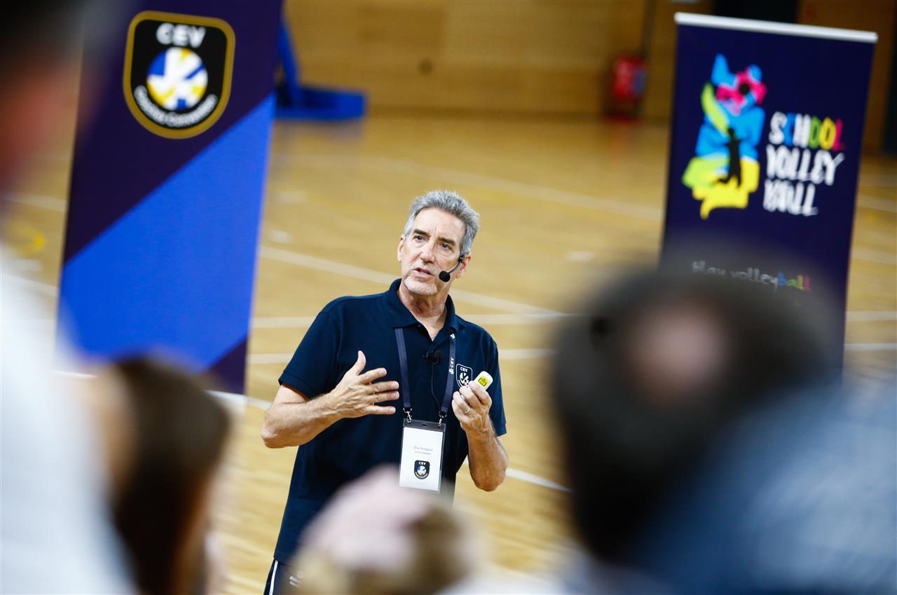 Eric Hodgson speaking at a CEV event