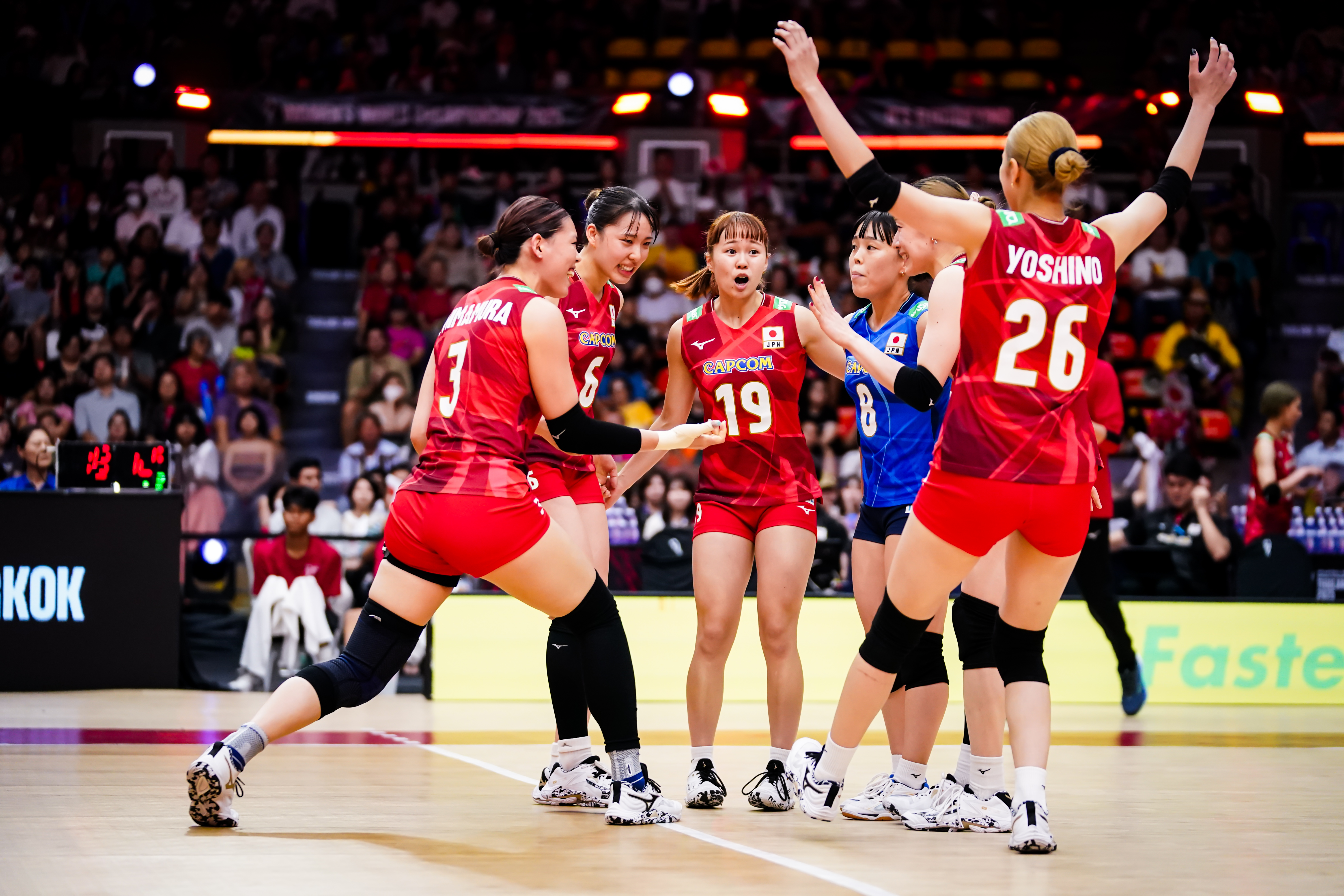 Japan and Netherlands players in action during a thrilling volleyball match