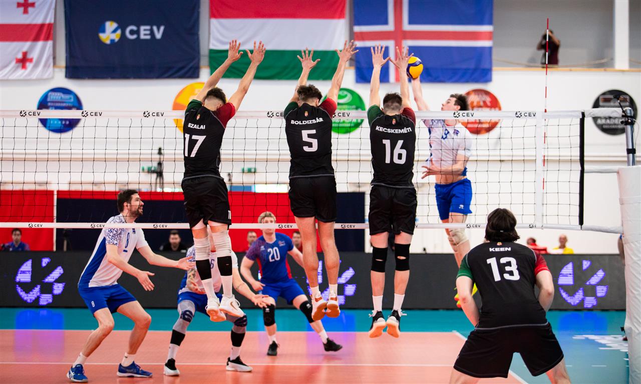 Volleyball match action