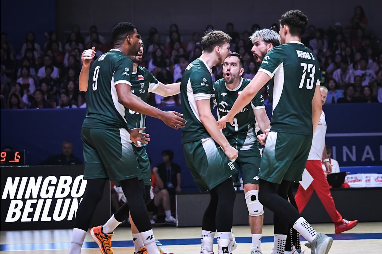 Volleyball team huddle during a timeout