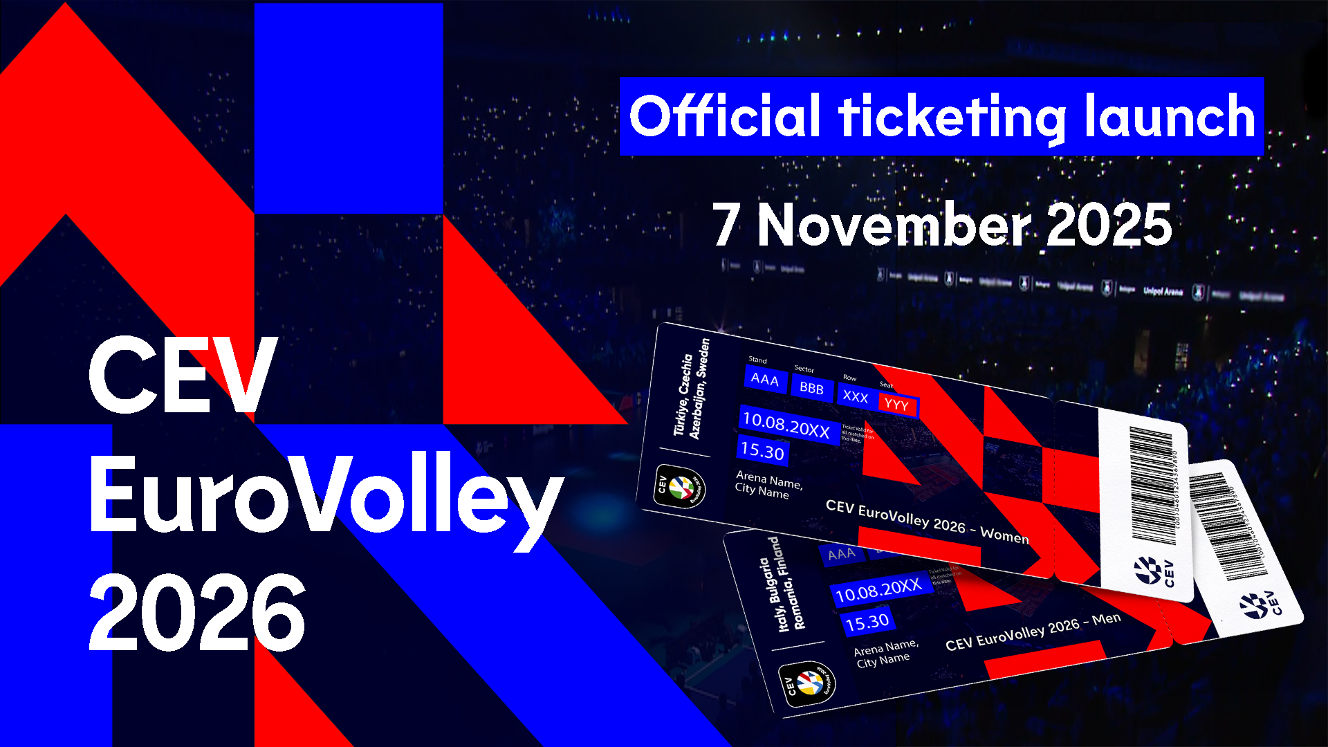 EuroVolley 2026 - Image showing tickets going on sale.