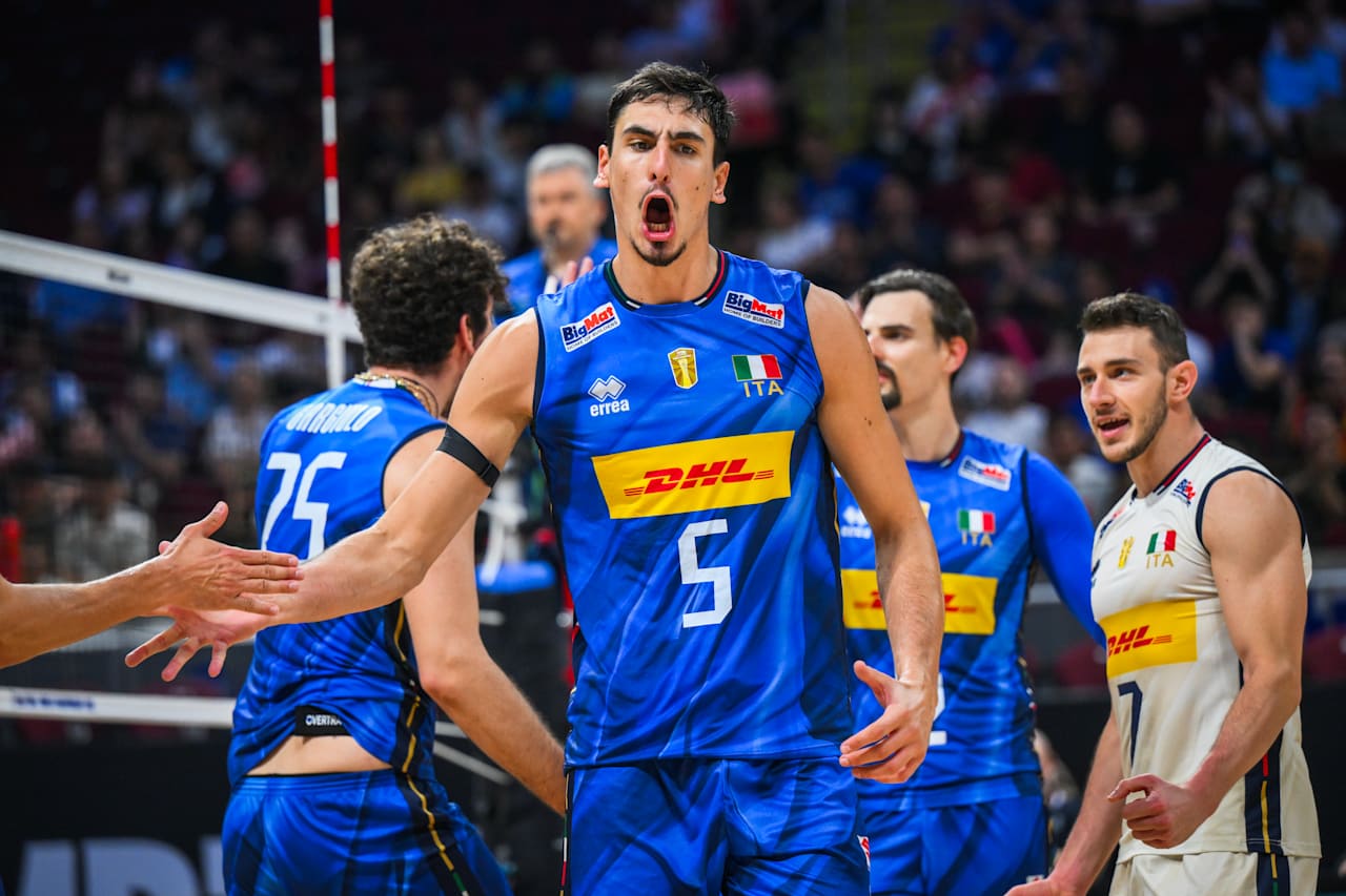 Italian Men`s Volleyball Team celebrating victory at the 2025 World Championship