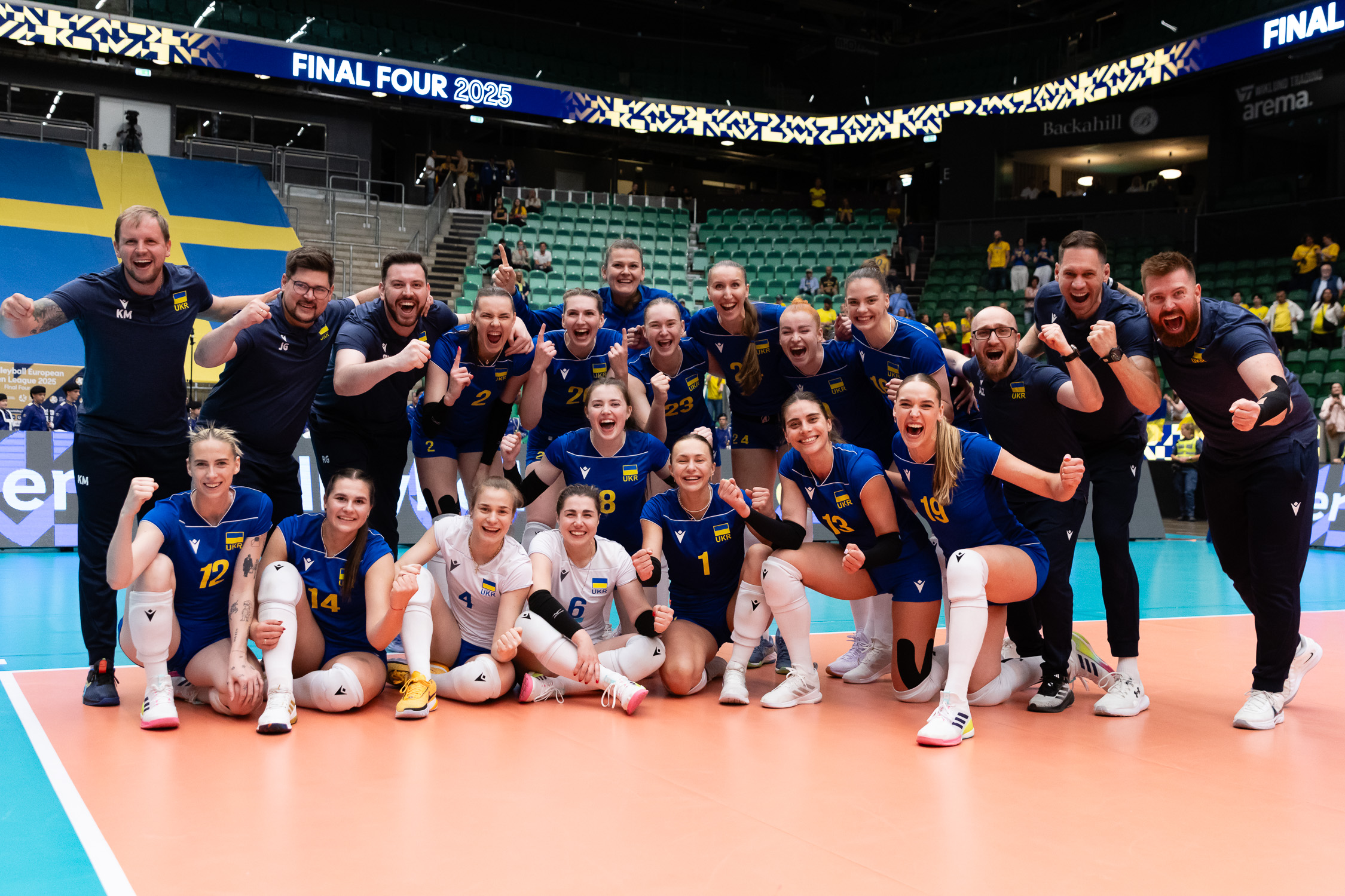Ukrainian Women`s Volleyball Team Celebrating Win