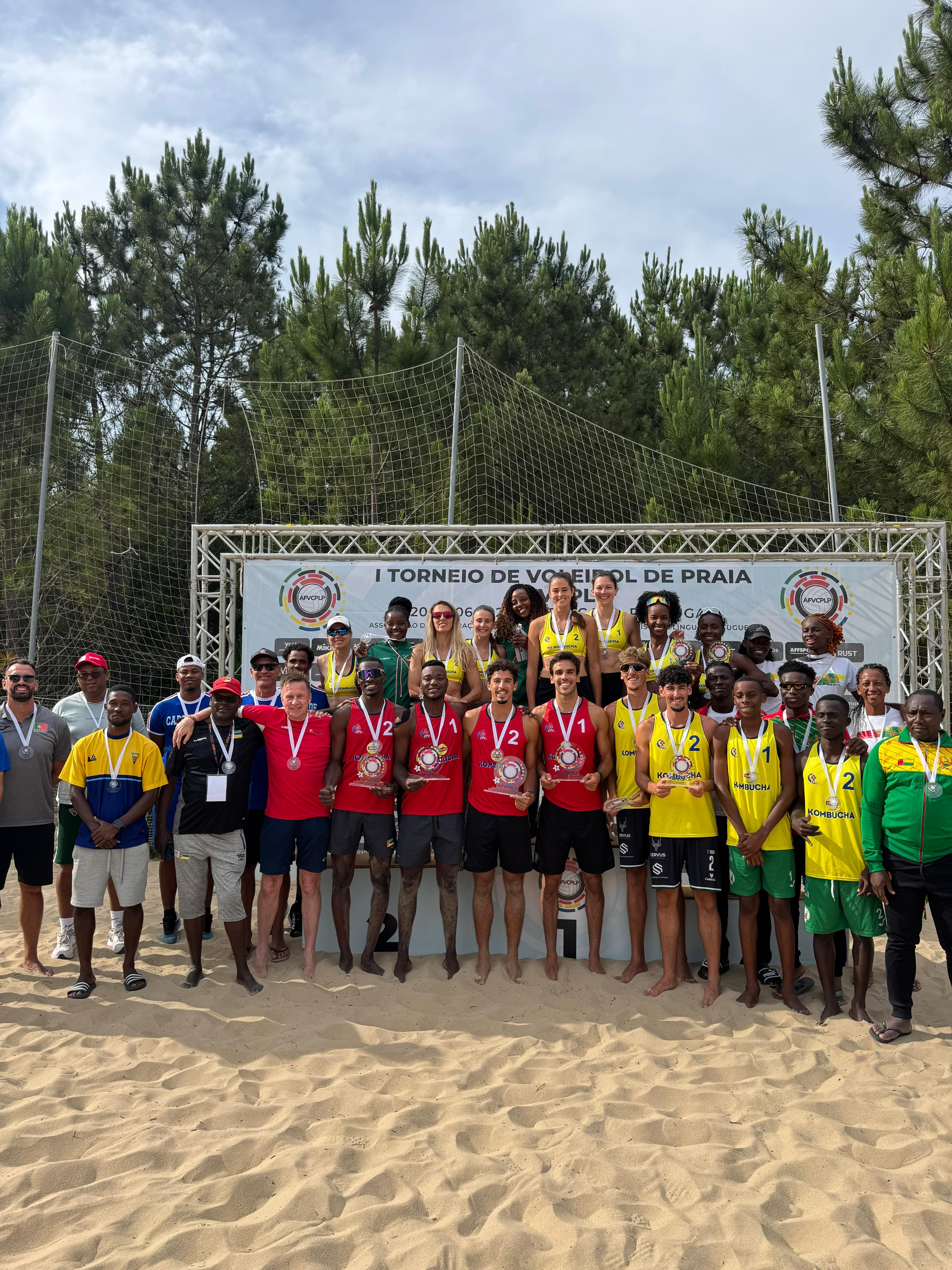 All medallists from the AFVCPLP Beach Volleyball Tournament in Cortegaça