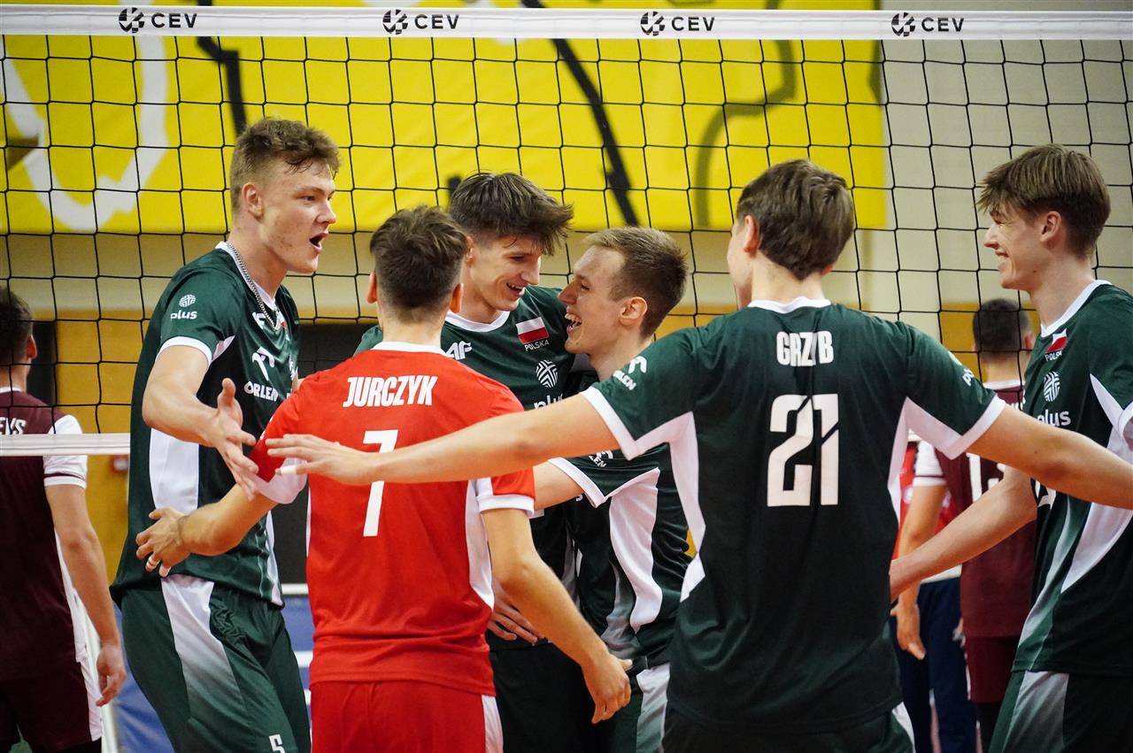 Polish U22 Men`s Volleyball team celebrating in Daugavpils