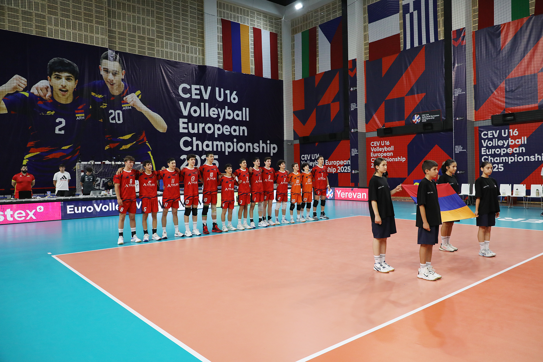 Team Armenia playing Greece and Romania in Pool I