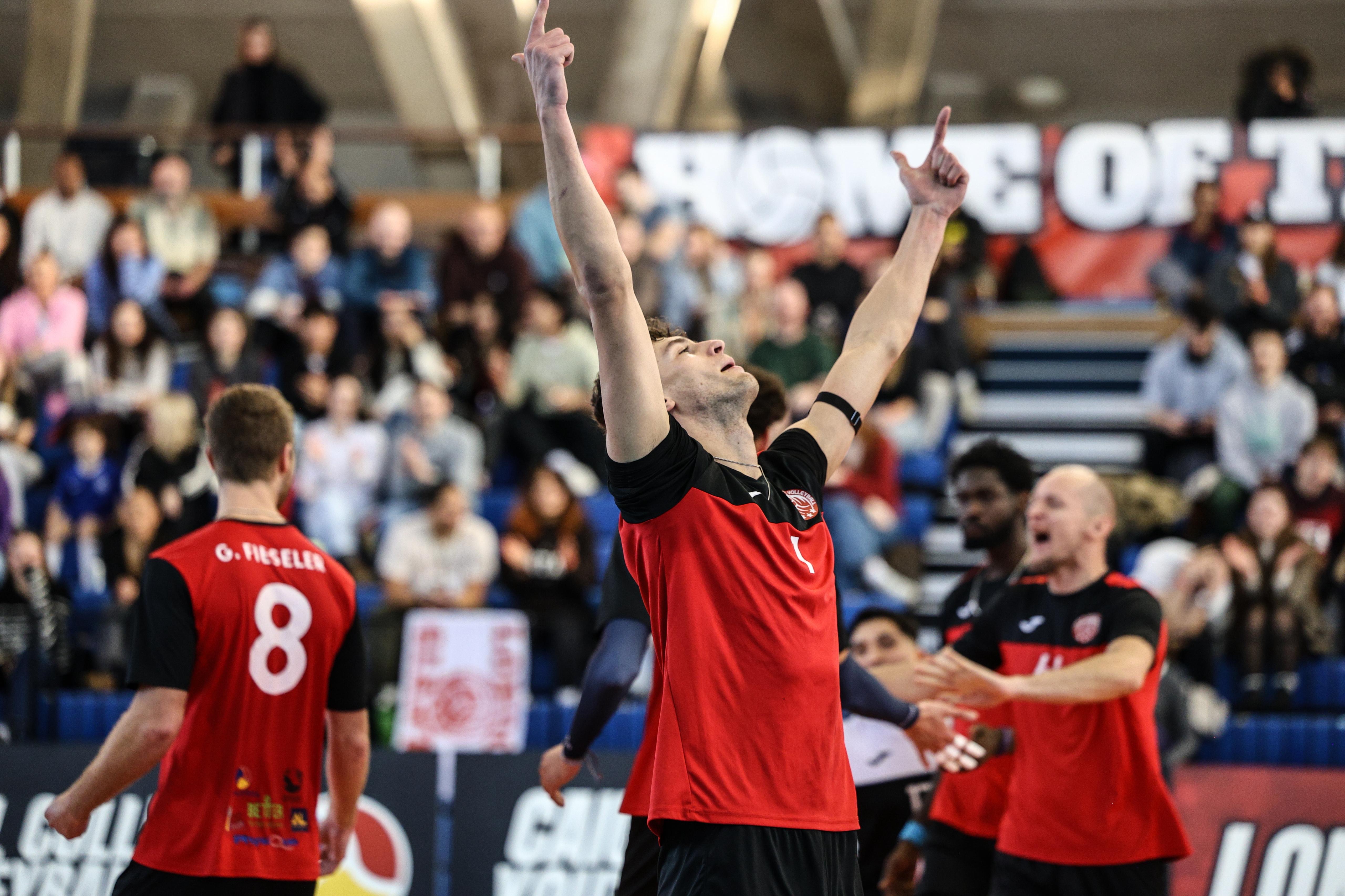 Volleyball action during the Super League Live showcase in London.